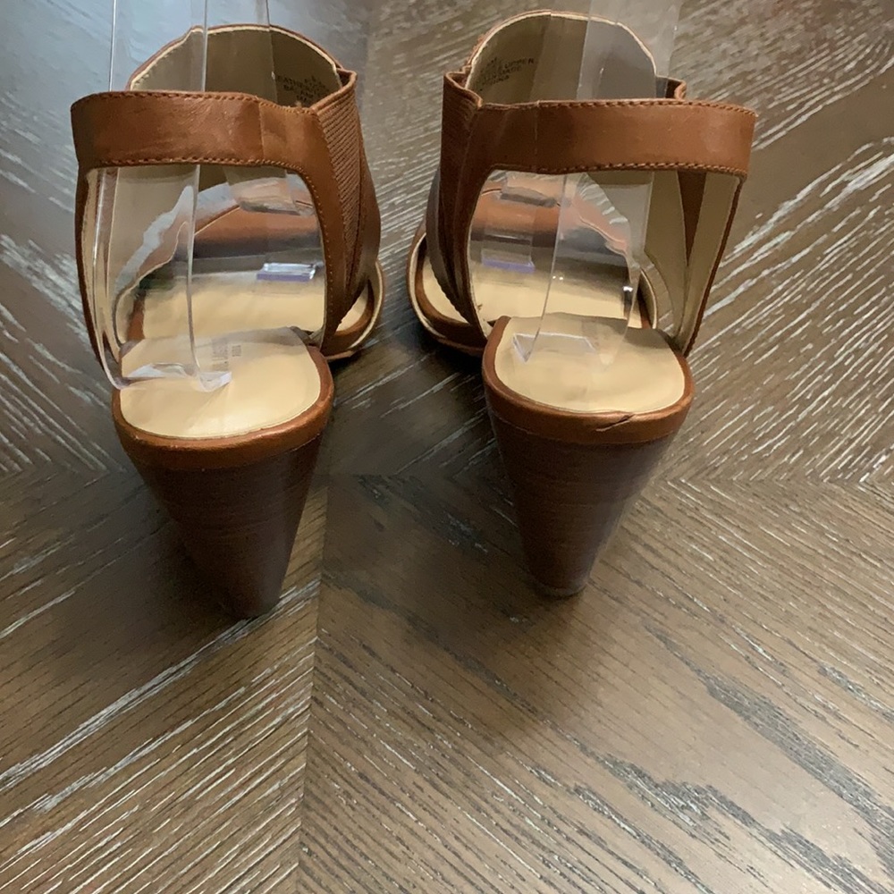 Karl Lagerfeld Paris Floquet brown strappy leather sandal heels Size 9.5M - Picture 7 of 17